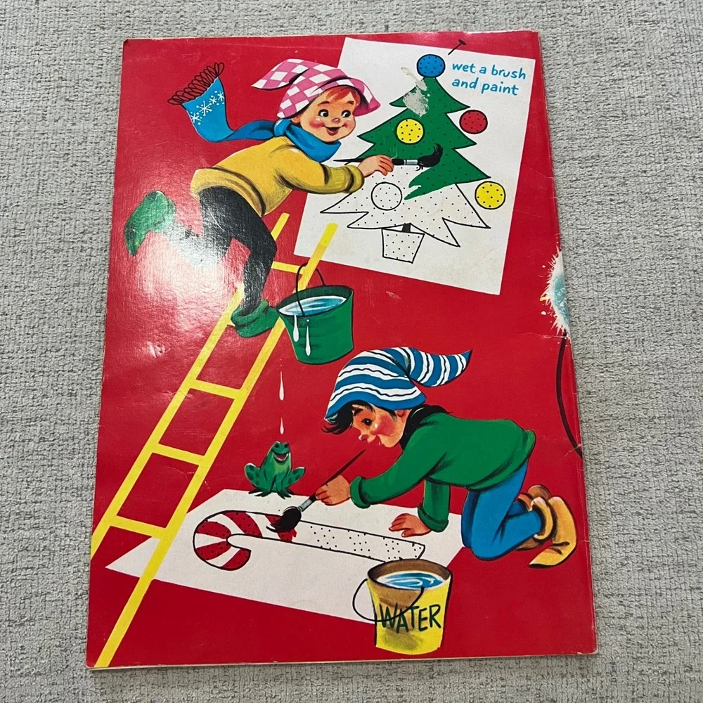 Whitman Vintage Santa's Full Color Magic Pictures Paint With Water‎ Book